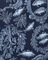 Navy blue fabric with silver fish and leaf pattern