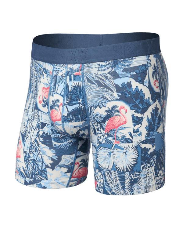 Front of Droptemp Cooling Cotton Boxer Brief Fly in Botanique-Washed Indigo