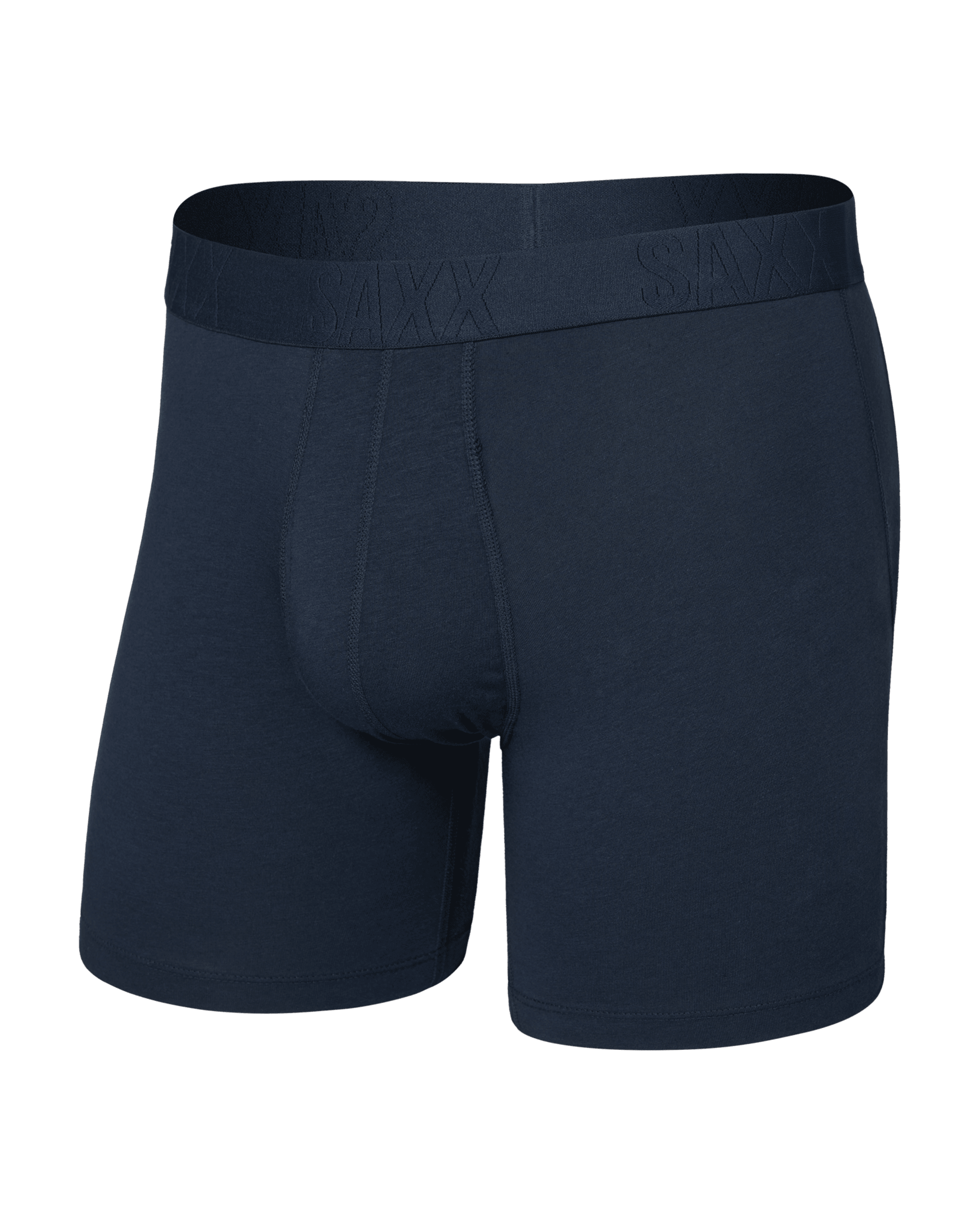 Front of  DropTemp Cooling Cotton Boxer Brief Fly in Dark Ink