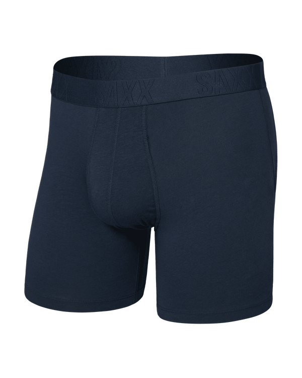 Front of  DropTemp Cooling Cotton Boxer Brief Fly in Dark Ink