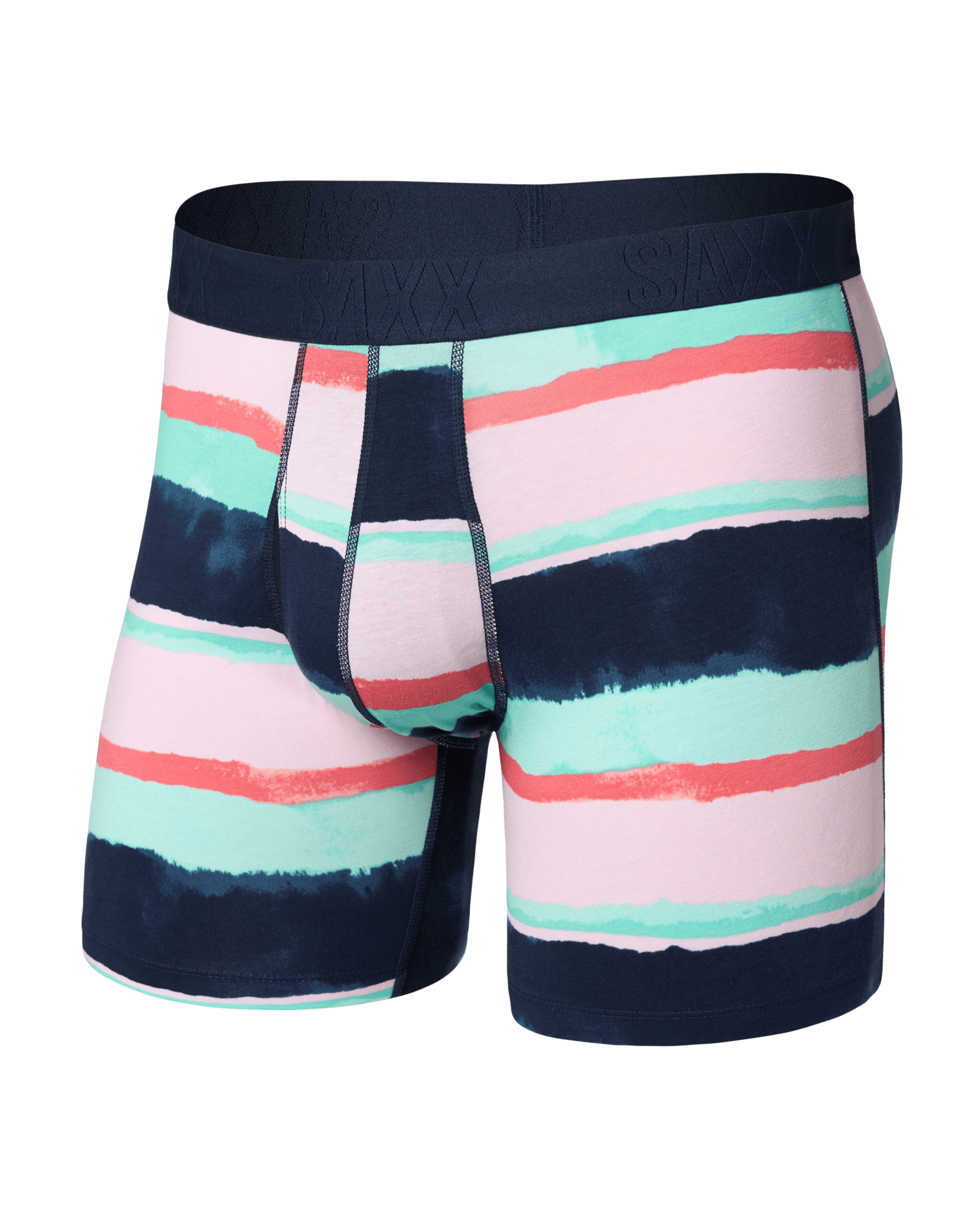 Front of DropTemp Cooling Cotton Boxer Brief in H20 Stripe-Multi