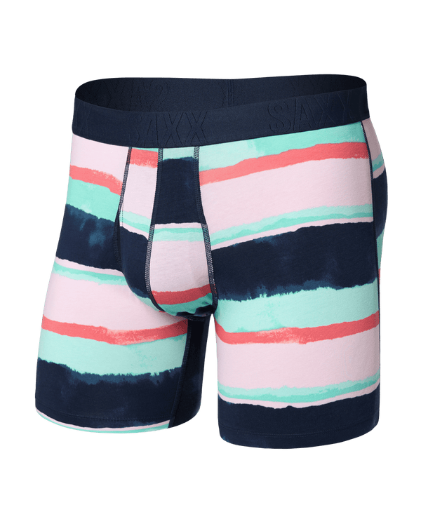 Front of DropTemp Cooling Cotton Boxer Brief in H20 Stripe-Multi