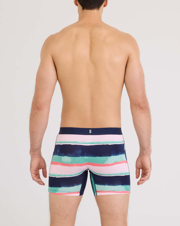 Front - Model Wearing DropTemp Cooling Cotton Boxer Brief in H20 Stripe-Multi