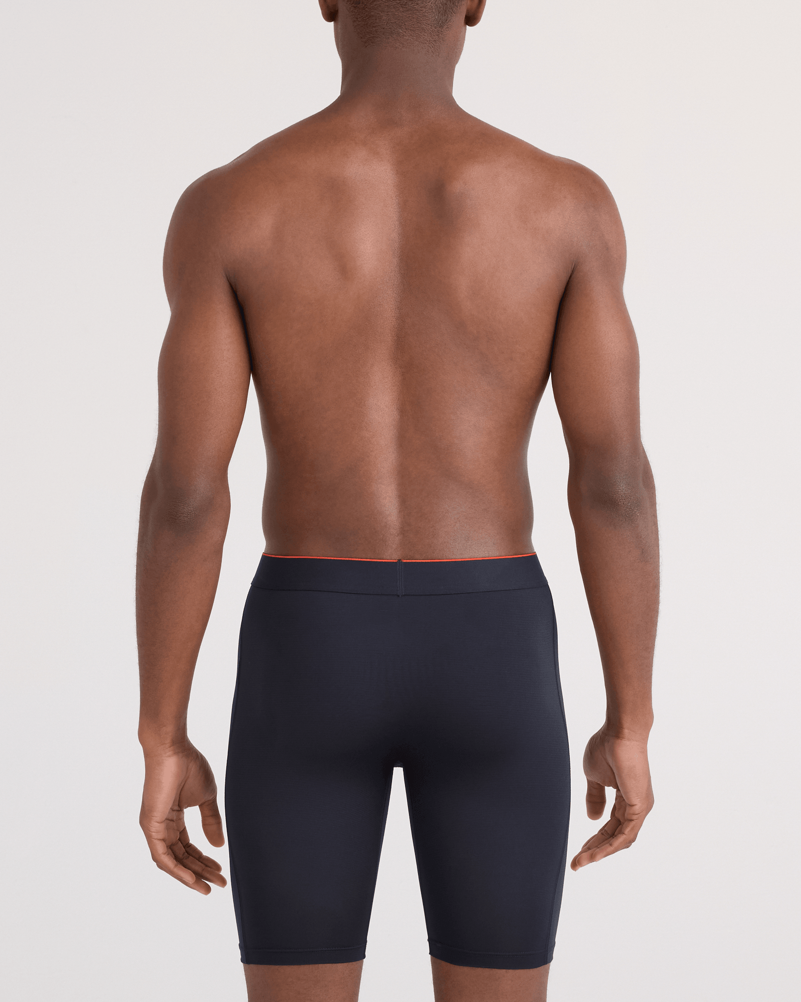 Back - Model wearing Multi-Sport Mesh Long Boxer Brief Fly in Black