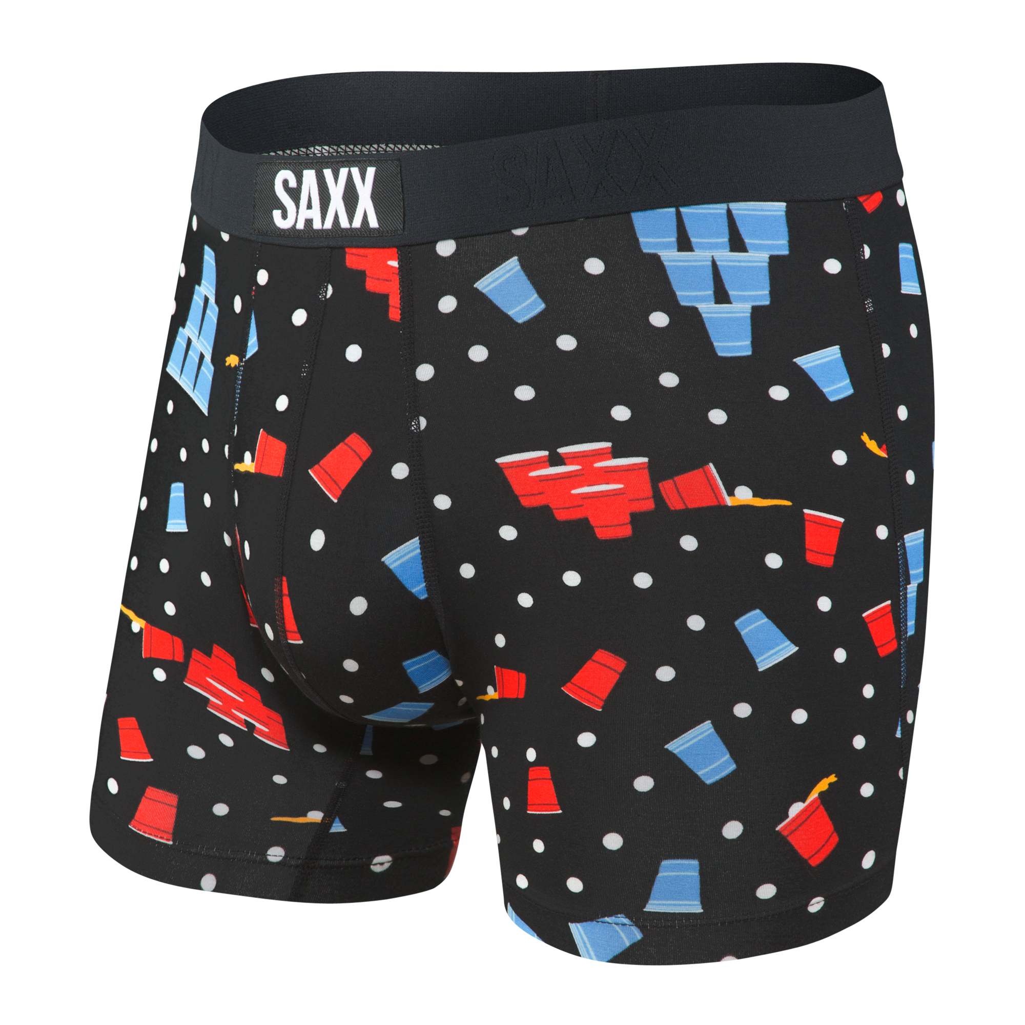 Front of Vibe Boxer Brief in Black Beer Champs