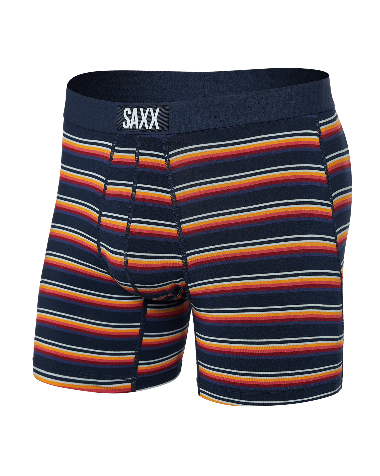 Front of Vibe Super Soft Boxer Brief in Field Stripe-Navy