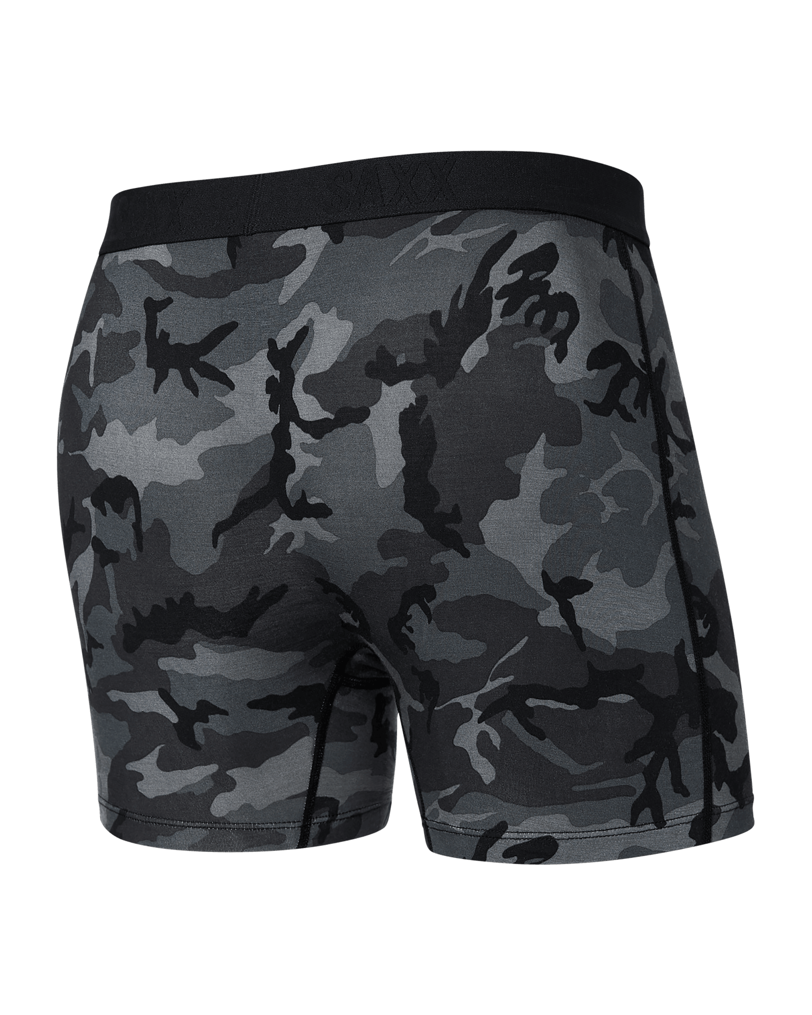 Back of Vibe Super Soft Boxer Brief in Woodland Camo-Black