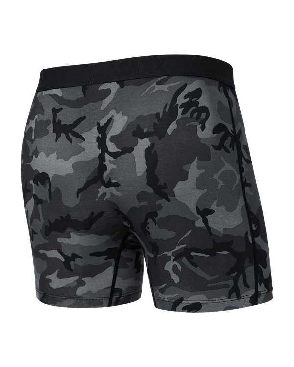 Back of Vibe Super Soft Boxer Brief in Woodland Camo-Black
