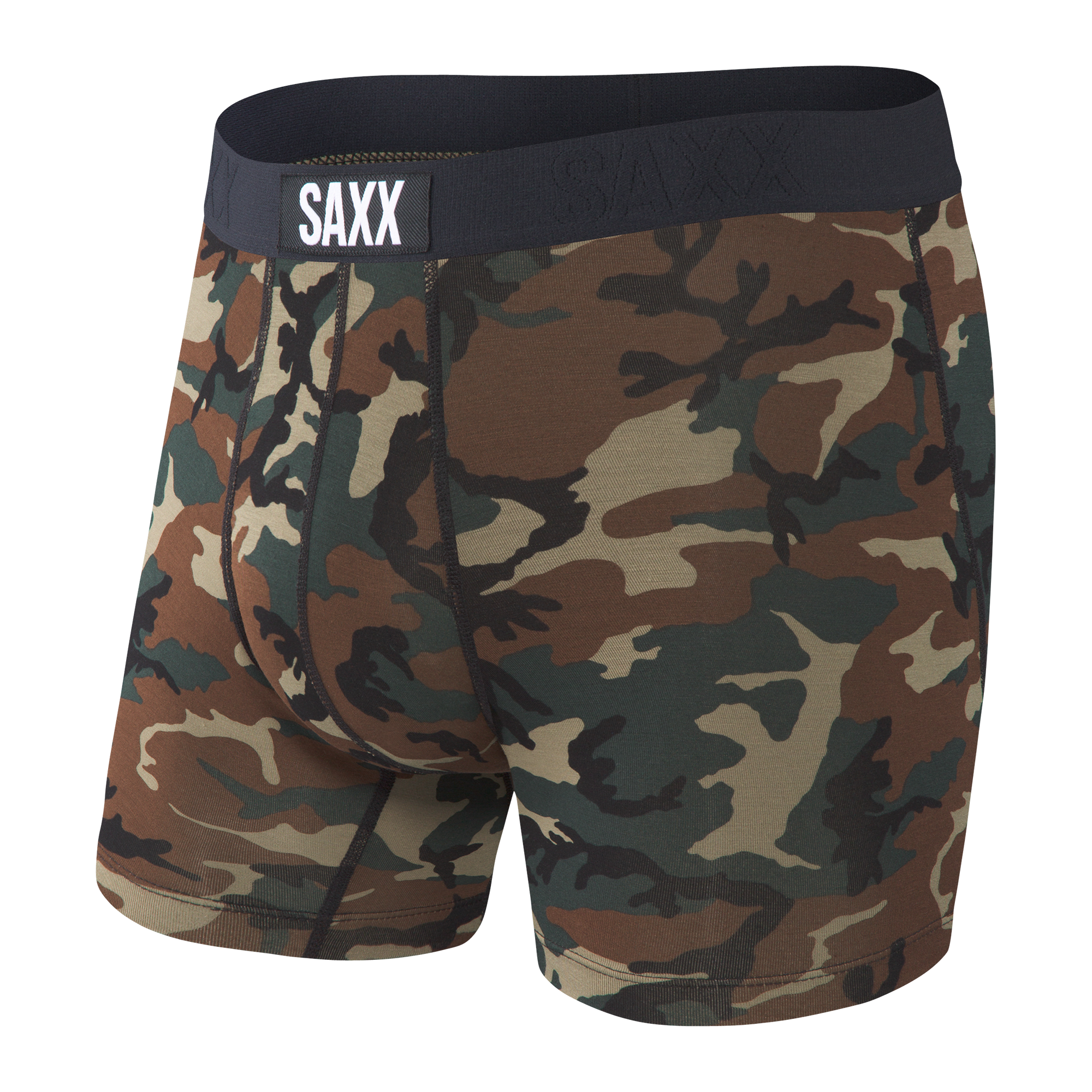 Front of Vibe Boxer Brief in Woodland Camo