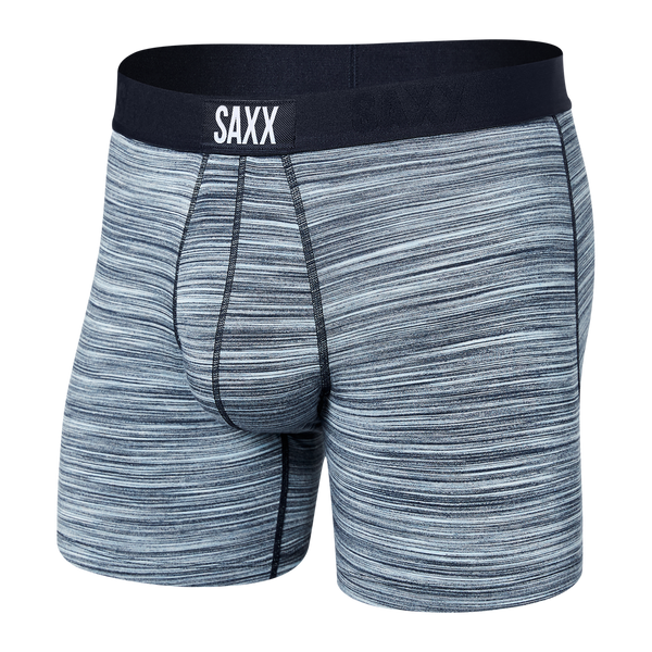 Front of Vibe Super Soft Boxer Brief in Spacedye Heather- Blue