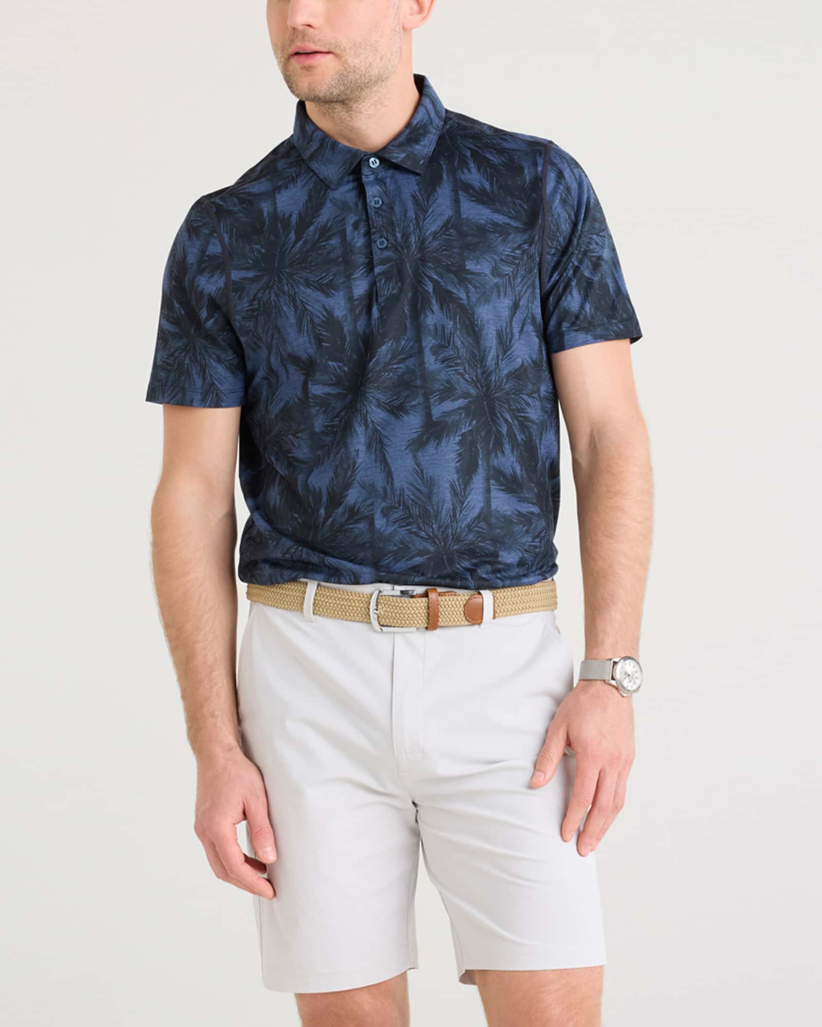 Front - Model wearing Caddie Short 8" in Vapor Grey