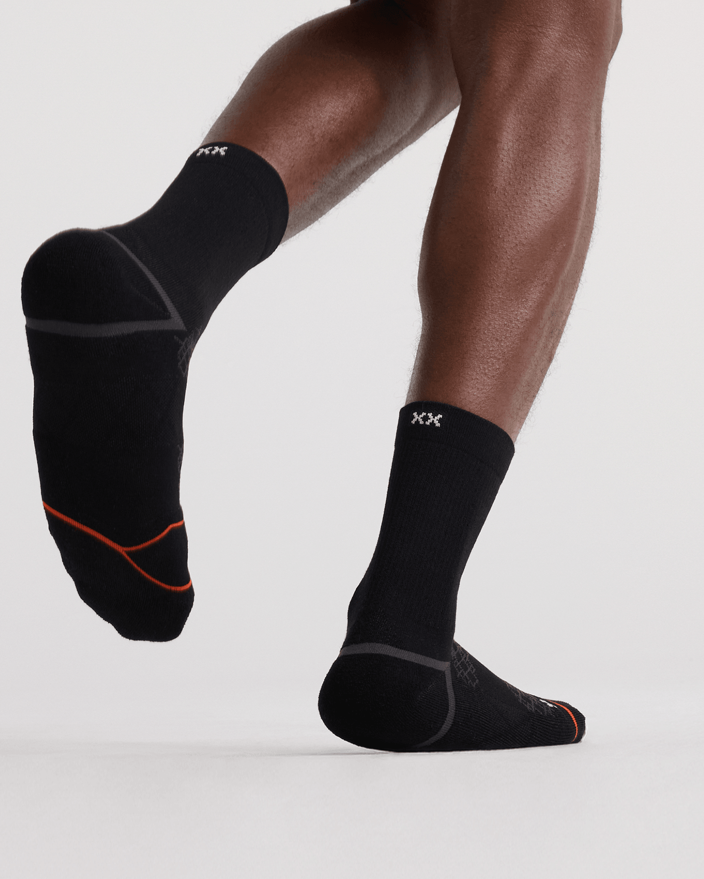 Front - Model wearing  Foot Hold Mid-Weight Crew Sock in Black