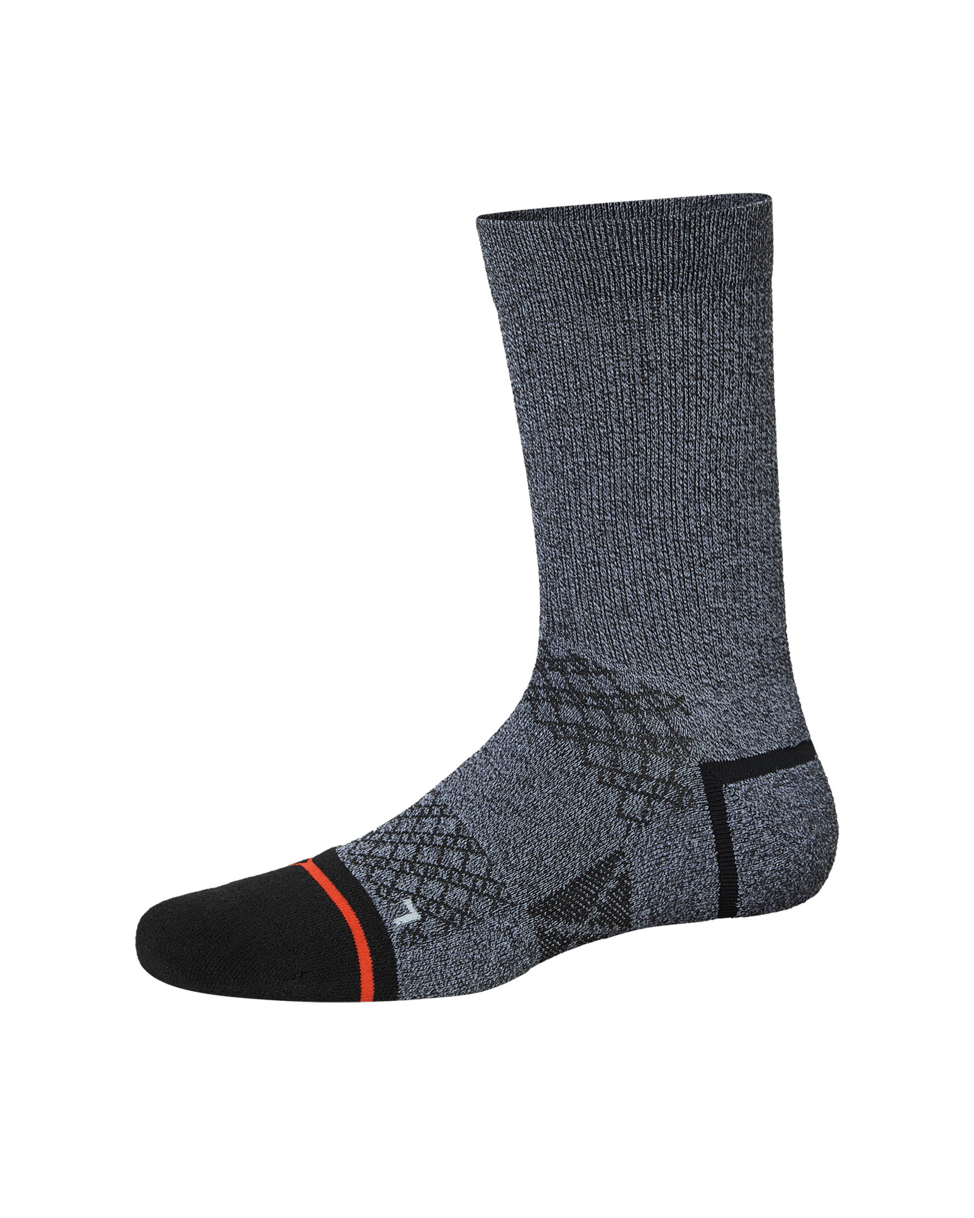 Front of  Foot Hold Mid-Weight Crew Sock in Black/White