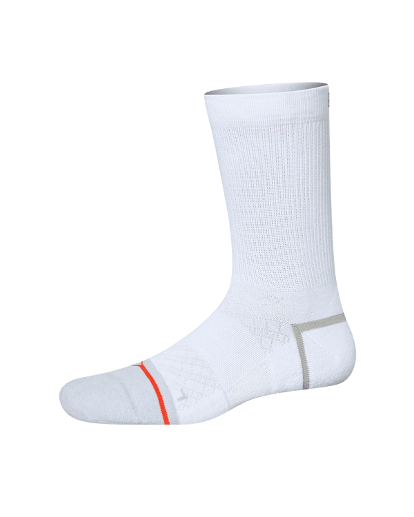 Front of  Foot Hold Mid-Weight Crew Sock in White