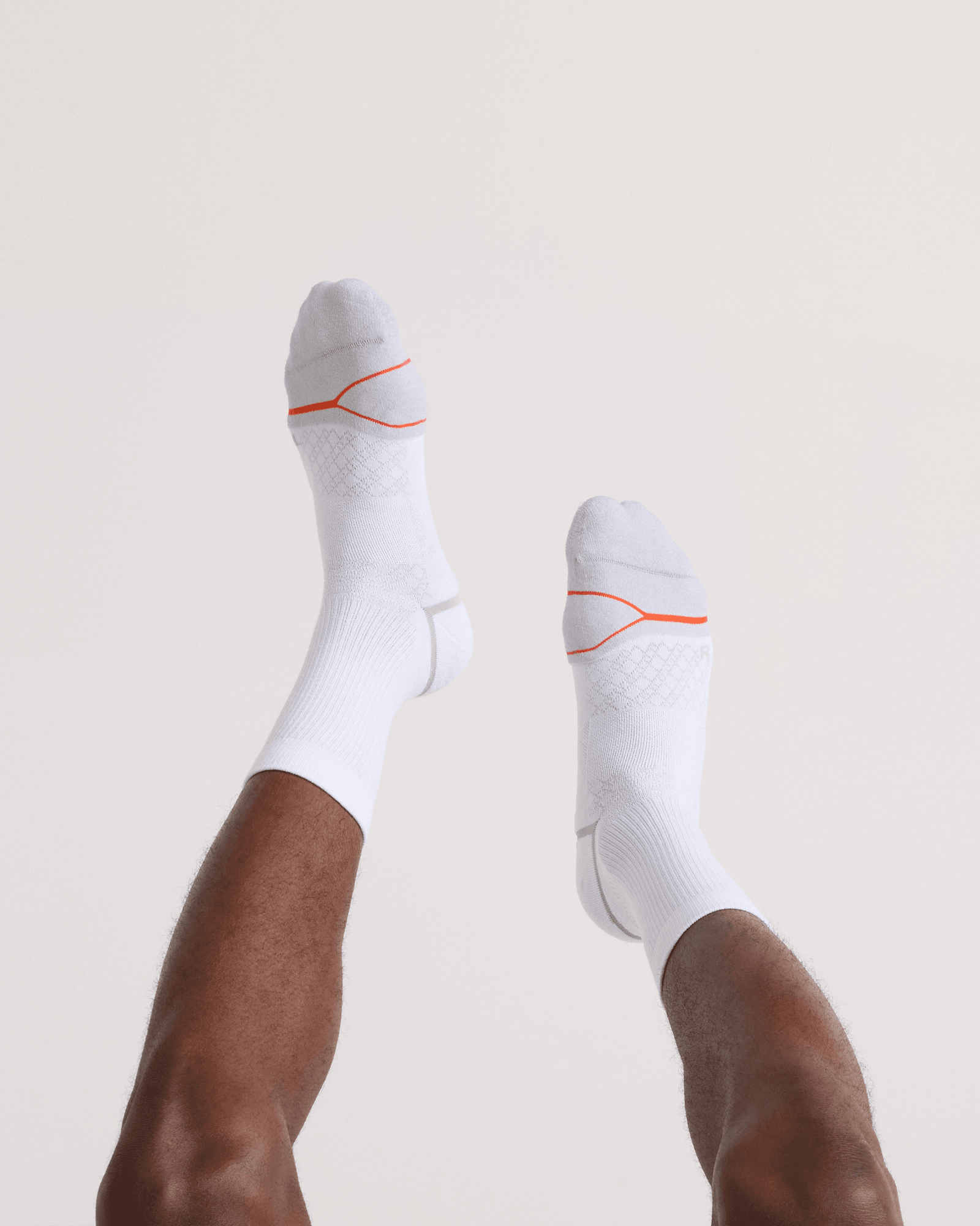 Back - Model wearing  Foot Hold Mid-Weight Crew Sock in White