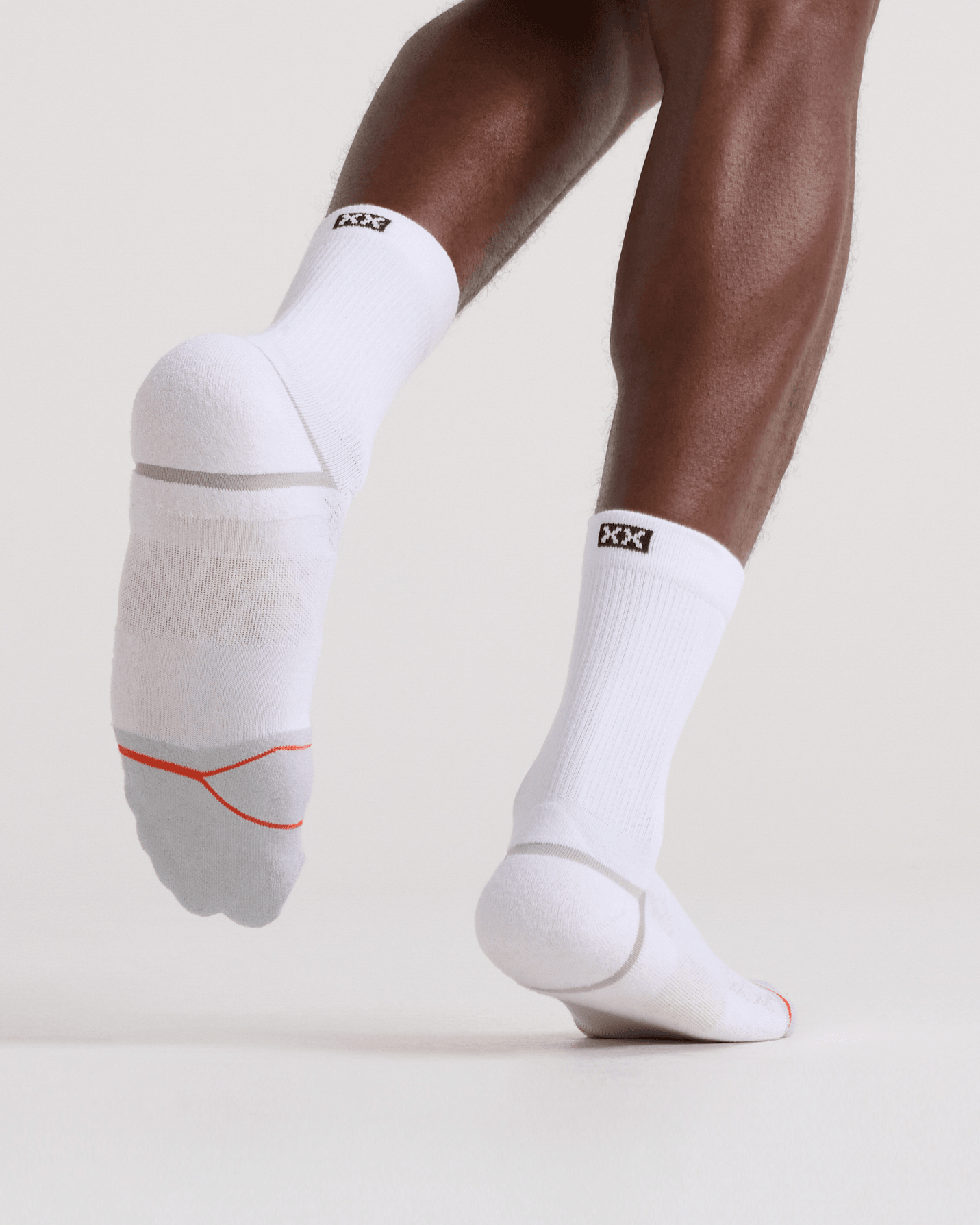 Front - Model wearing  Foot Hold Mid-Weight Crew Sock in White