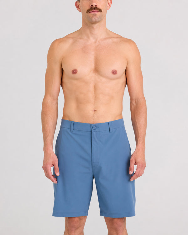Front - Model wearing Caddie Short 8" in Slate
