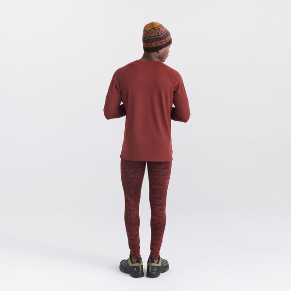 Back - Model wearing Roast Master Mid-Weight Baselayer Long Sleeve Crew in Dark Brick