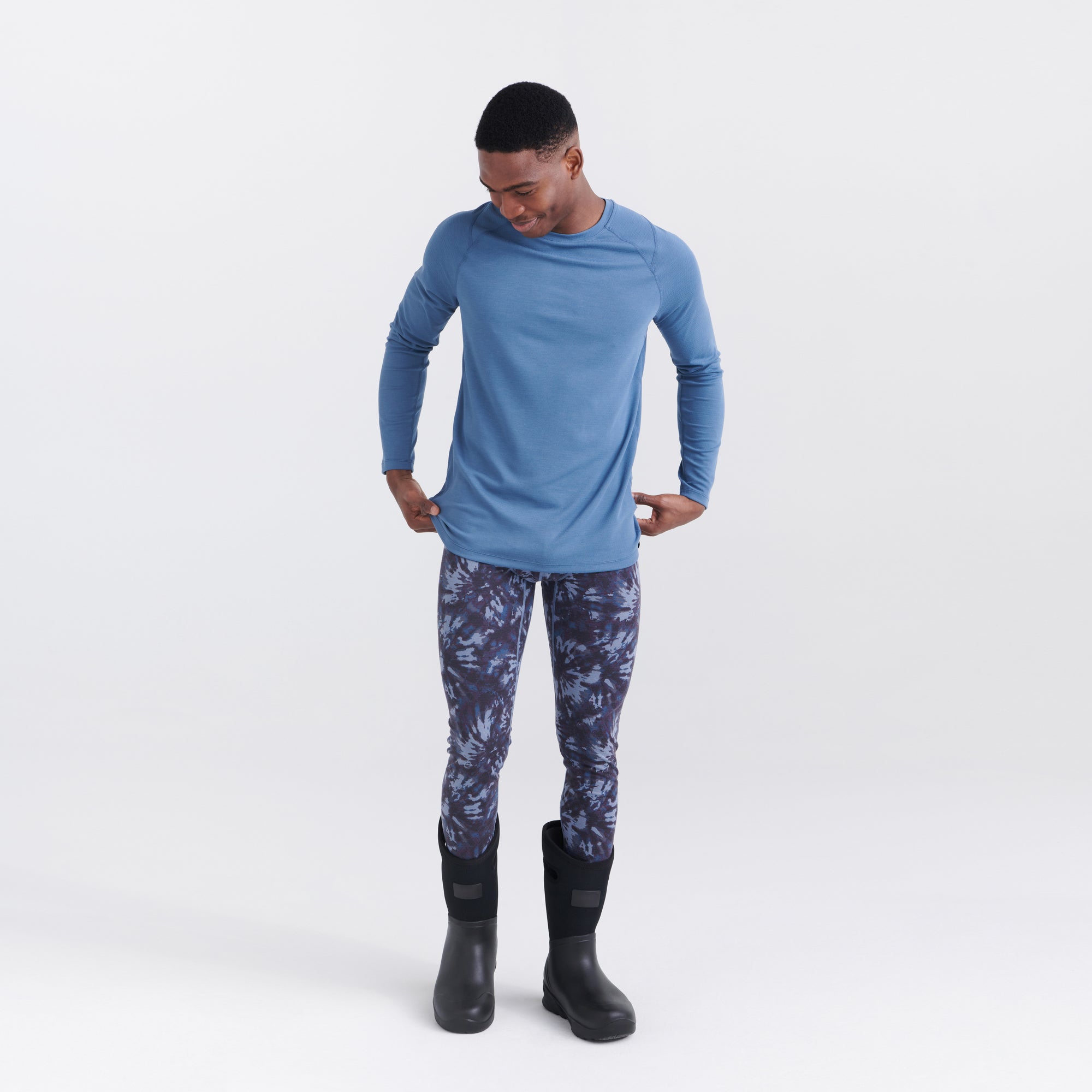 Front - Model wearing Roast Master Mid-Weight Baselayer Long Sleeve in Twilight