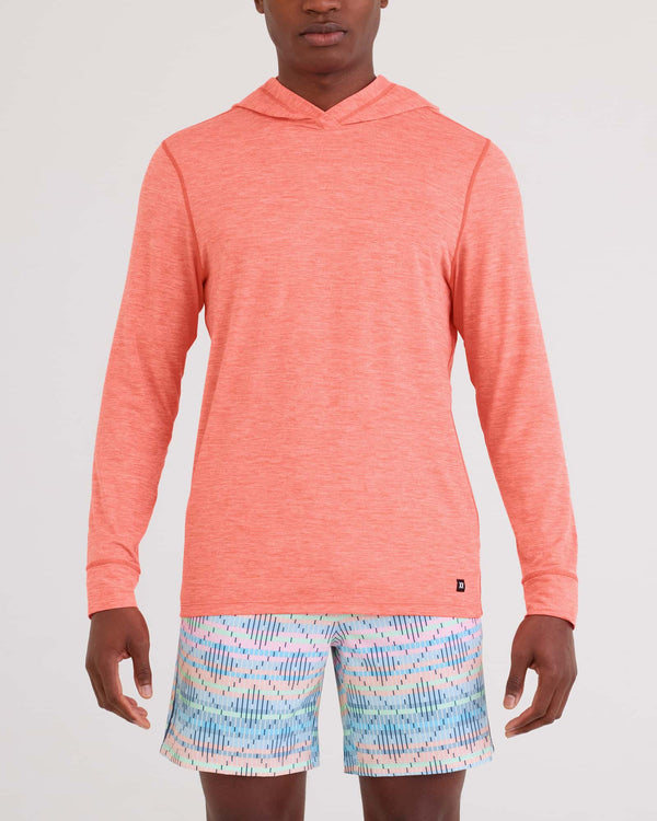 Front - Model wearing Droptemp All Day Cooling Hoodie in Desert Flower Heather