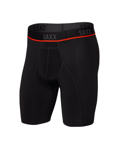 Kinetic Light-Compression Mesh Long Leg Boxer Brief – Black SAXX