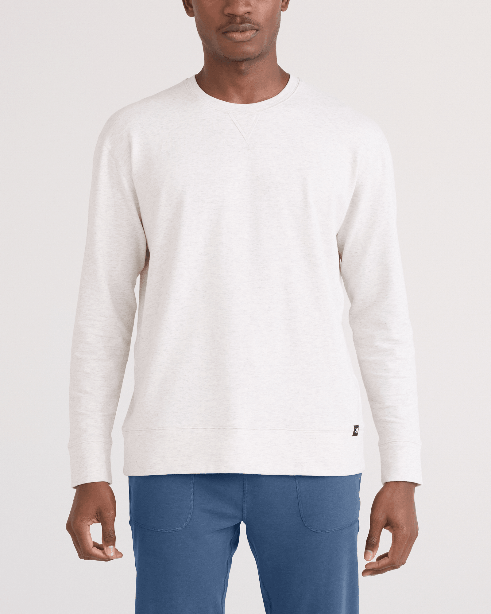 Front - Model wearing  3Six Five Long Sleeve Crew in Steel Heather