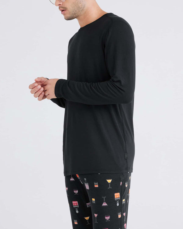 Front - Model wearing Snooze Long Sleeve Tee in Black