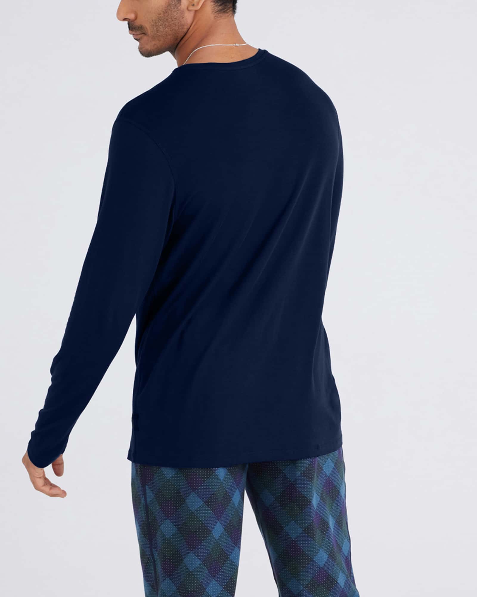 Back - Model wearing Snooze Long Sleeve Tee in Maritime