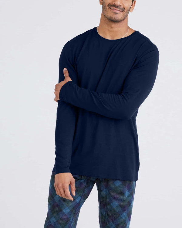 Front - Model wearing Snooze Long Sleeve Tee in Maritime