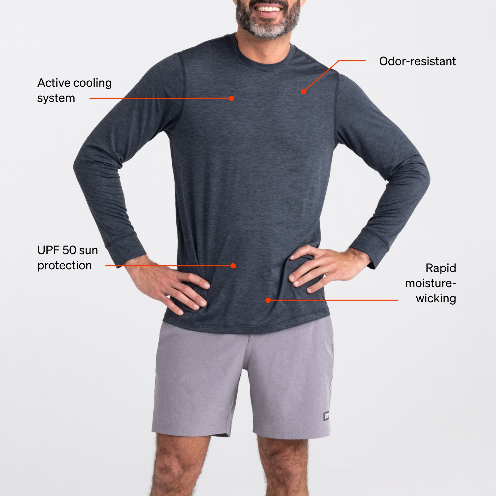 DropTemp All Day Cooling Long Sleeve Crew technology graphic