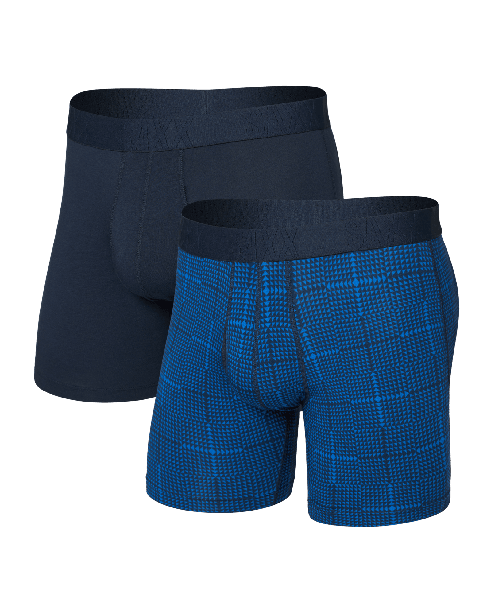 Front of  DropTemp Cooling Cotton Boxer Brief Fly 2 Pack in Rad Plaid/Dark Ink