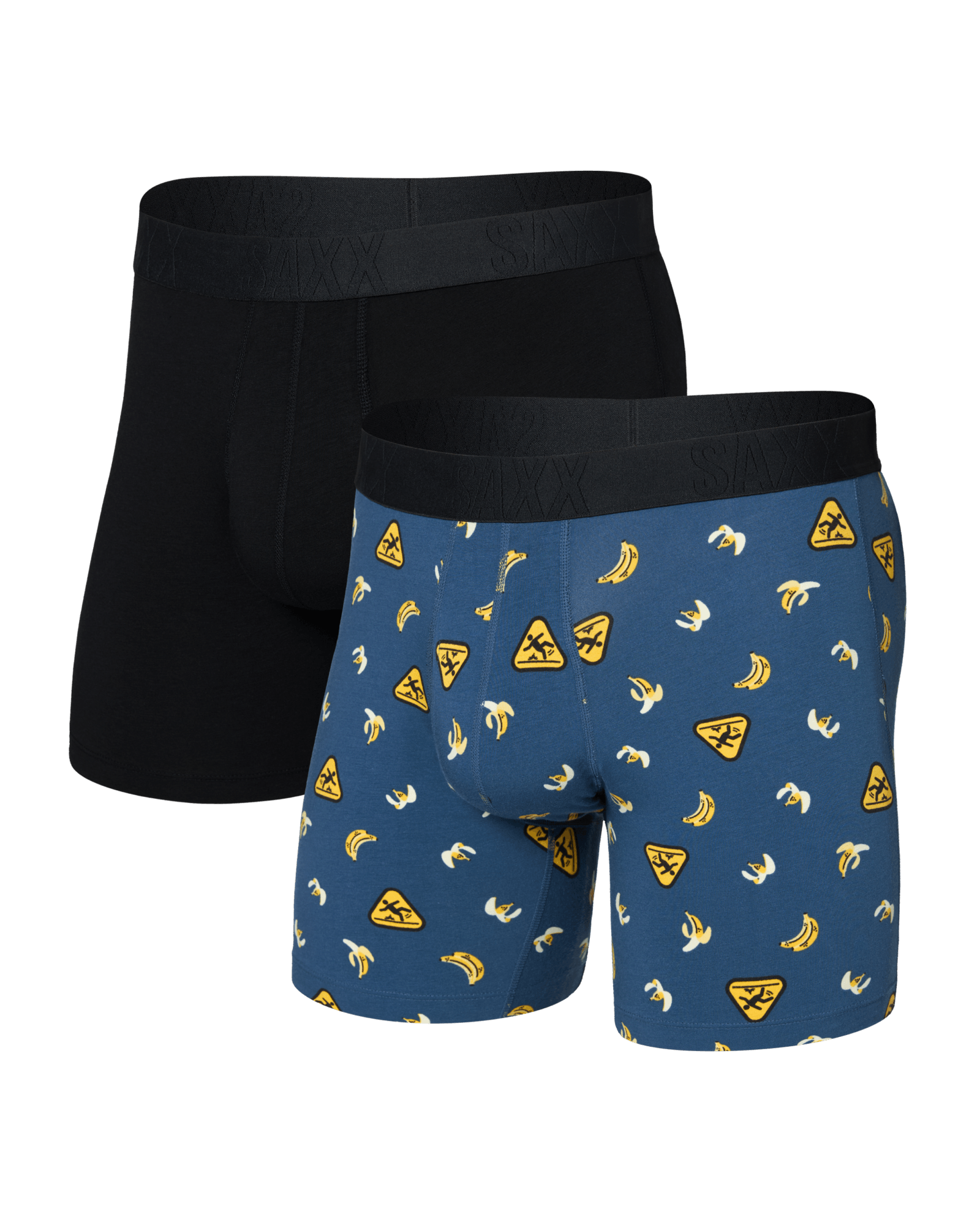 Front of  DropTemp Cooling Cotton Boxer Brief Fly 2 Pack in Safety First/Black