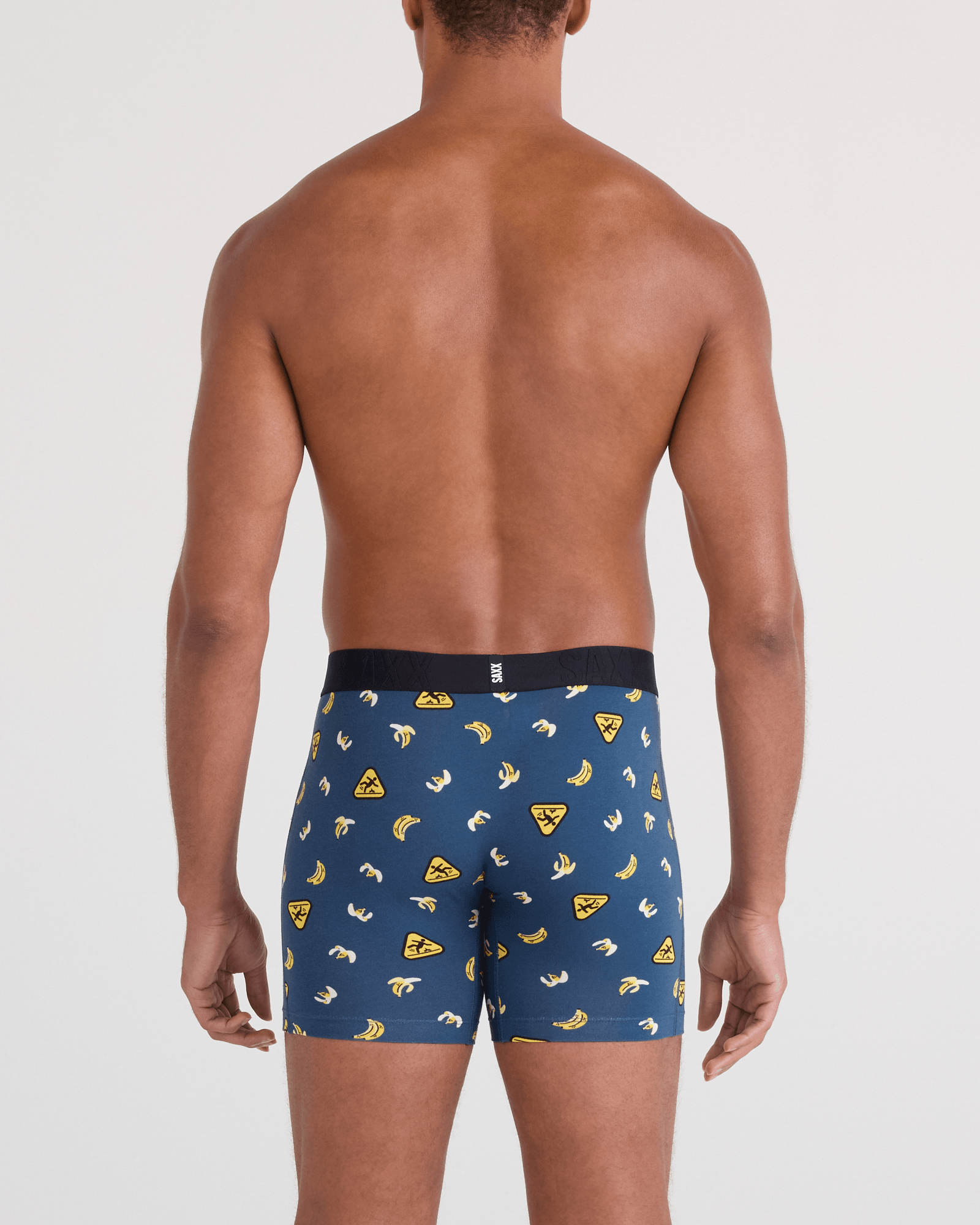Back - Model wearing  DropTemp Cooling Cotton Boxer Brief Fly 2 Pack in Safety First/Black