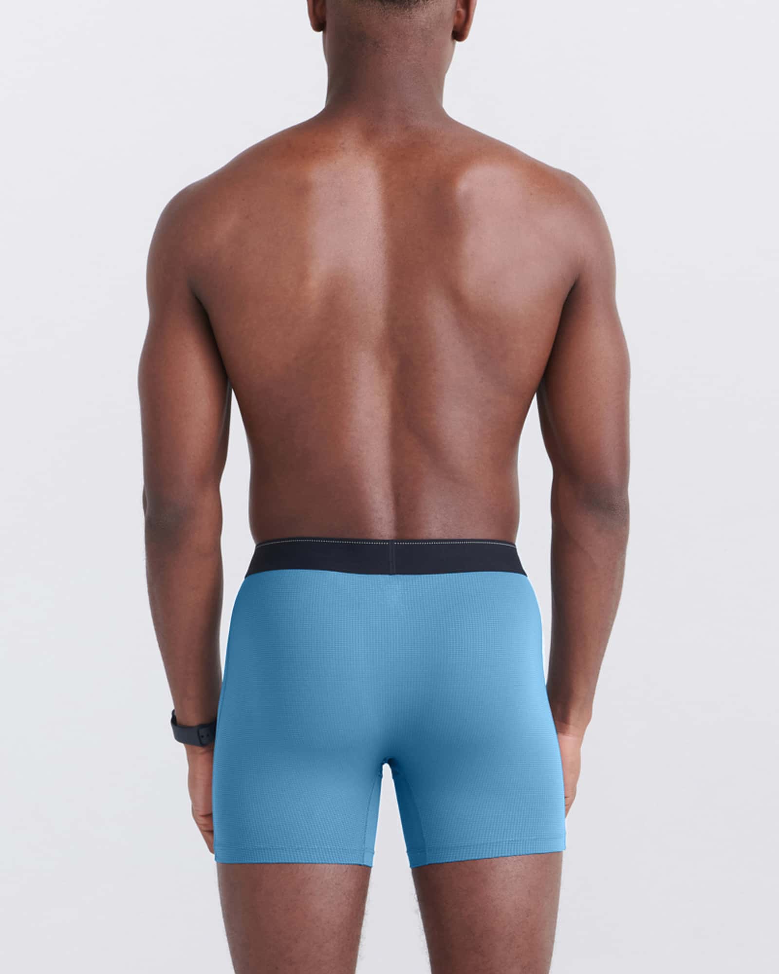 Back - Model wearing Quest Quick Dry Mesh Boxer Brief Fly 3Pk in Slate/Anchor Teal/Black