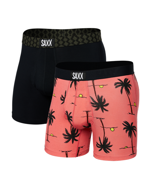 Front of Ultra Boxer Brief 2 Pack in Sunrise Sunset/Check Waistband