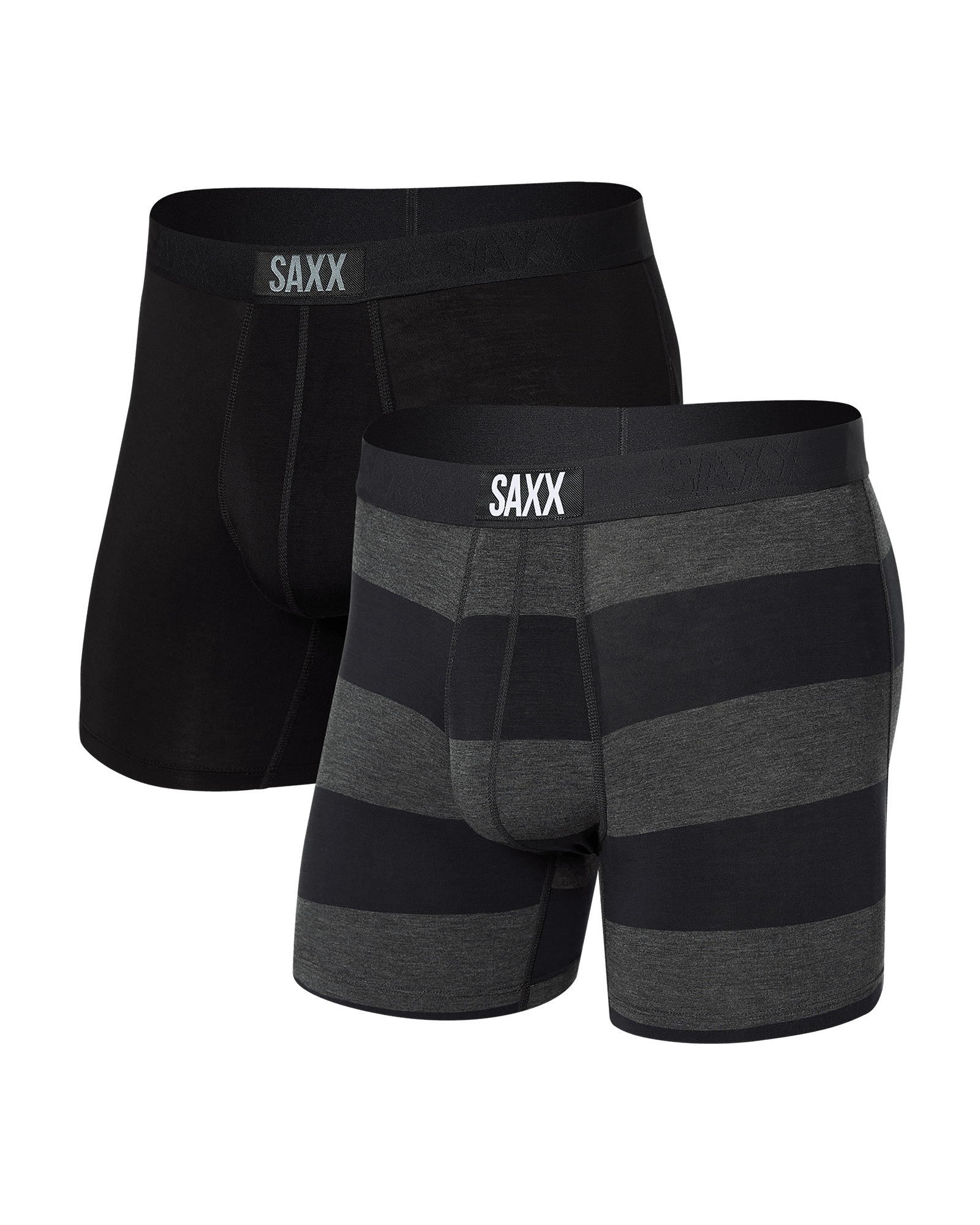 Front of Vibe Super Soft Boxer Brief 2-Pack in Graphite Ombre Rugby/Black
