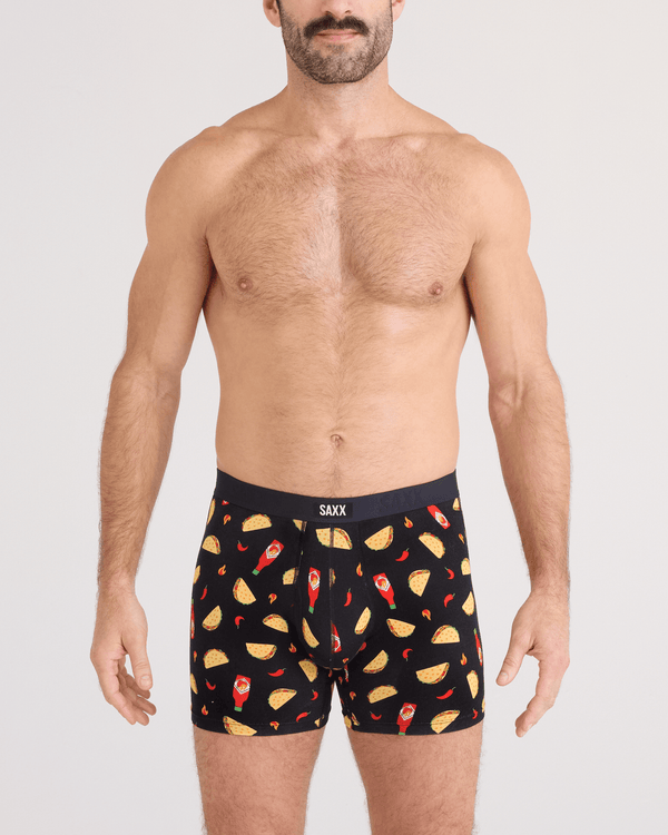 Front - Model wearing  Vibe Xtra Soft Comfort Boxer Brief Fly 2 Pack in Flamin Hot/Black