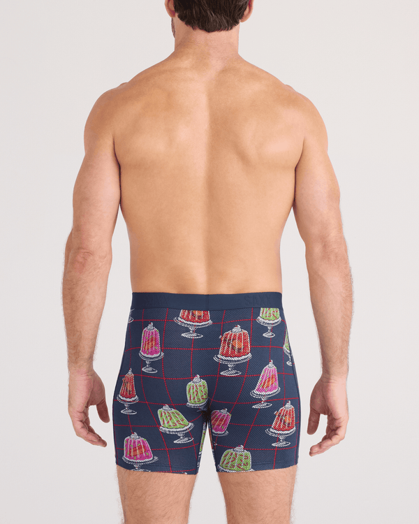 Back - Model wearing  Vibe Xtra Soft Comfort Boxer Brief Fly in Jiggle Bells