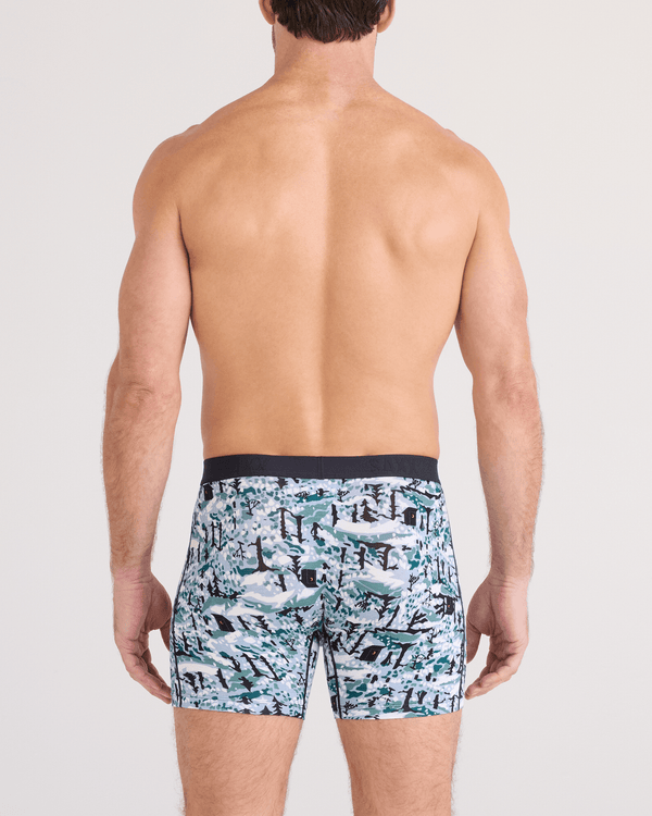 Back - Model wearing  Vibe Xtra Soft Comfort Boxer Brief Fly 2 Pack in Snow Shadow/Black