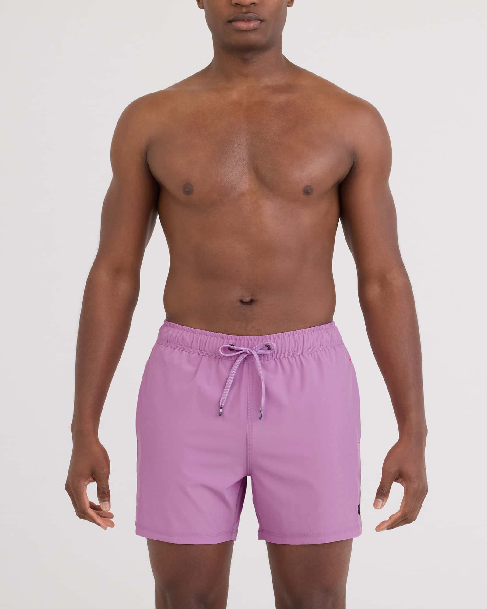 Front - Model wearing Oh Buoy 2N1 Volley 5" in Dusty Lavender
