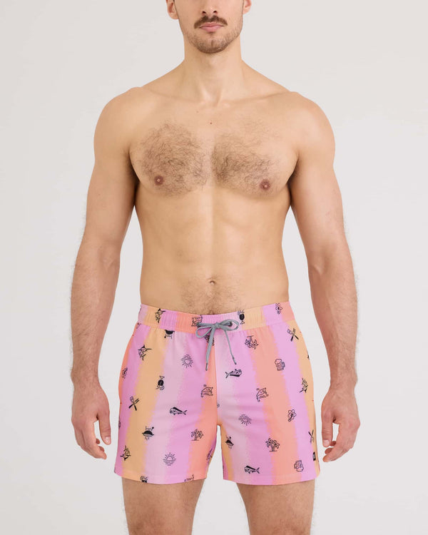 Front - Model wearing Oh Buoy 2N1 Volley 5" in Iconic Summer-Taffy