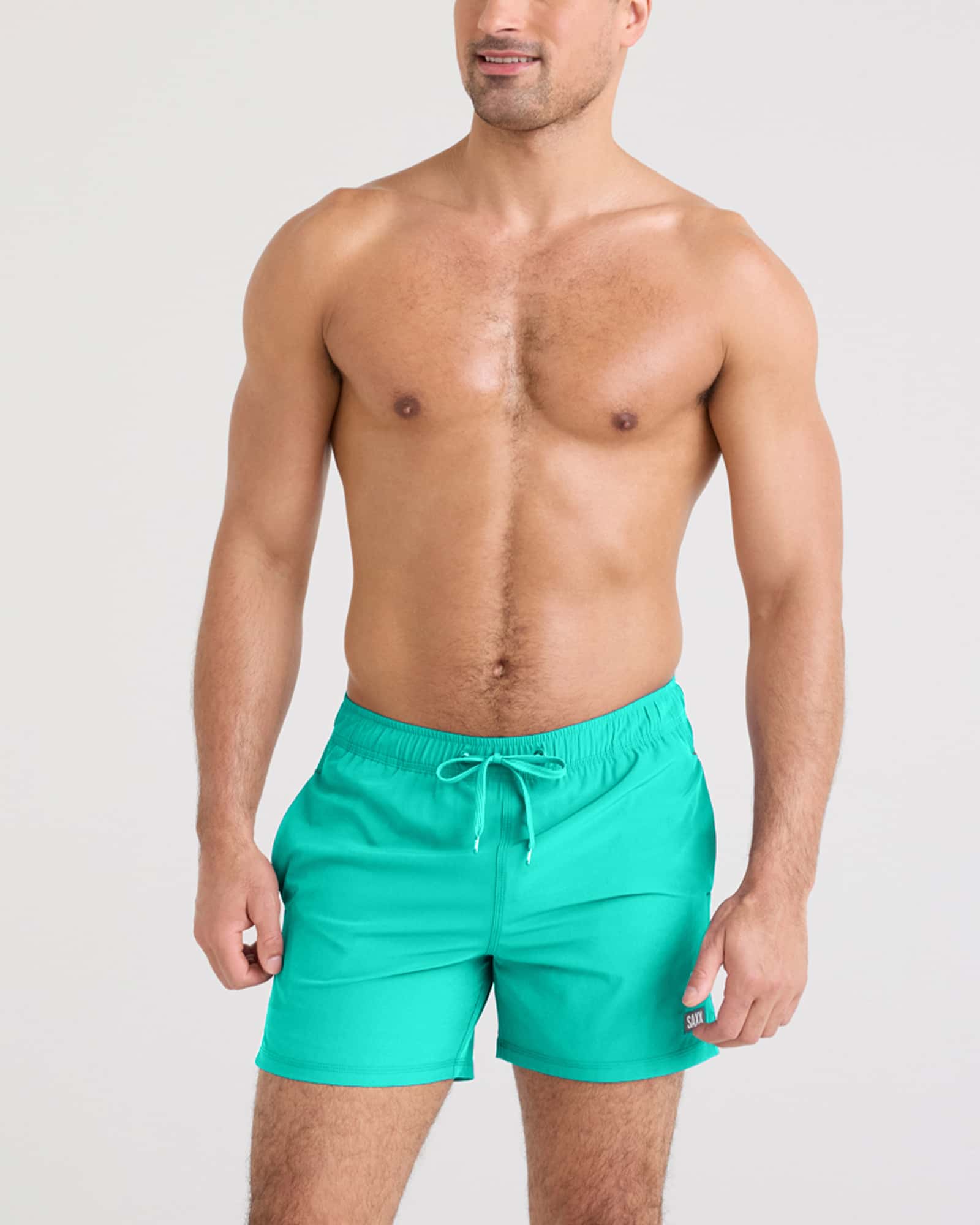 Front - Model wearing Oh Buoy 2N1 Swim Volley 5" in Peacock