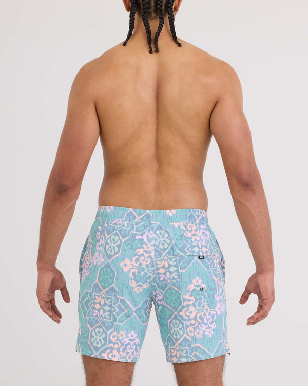 Back - Model wearing Oh Buoy 2N1 Volley 7" in Arabesque-Multi