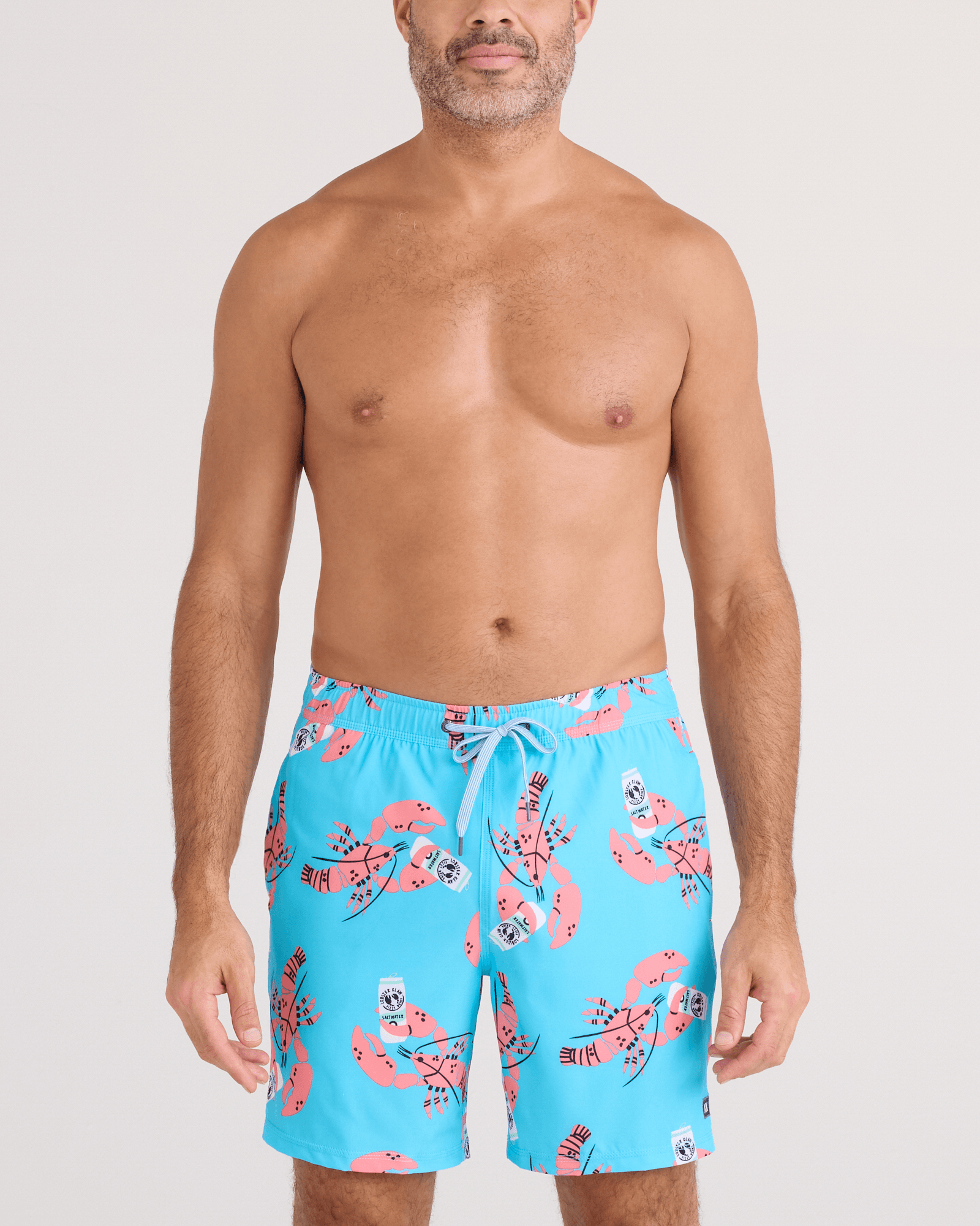 Front - Model wearing  Oh Buoy 2N1 Swim Trunk 7" in Clawsome-Maui