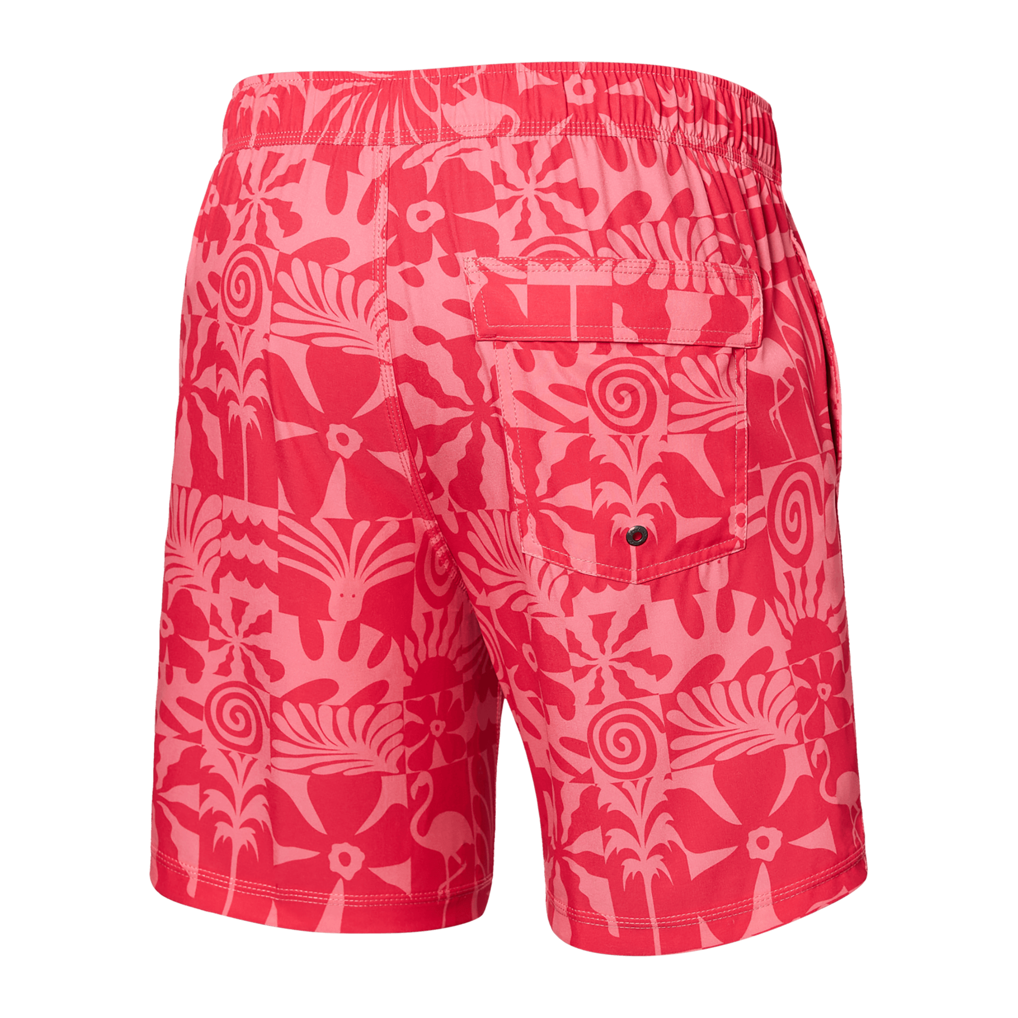 Back of Oh Buoy 2N1 Swim Trunk 7" in East Coast- Hibiscus