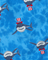 Sharks wearing American flag hats on a blue patterned background