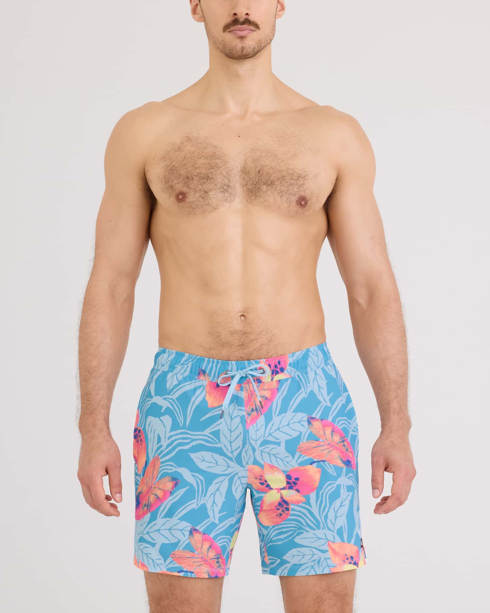 Front - Model wearing Oh Buoy 2N1 Volley 7" in Nocturnal Orchid-Azure