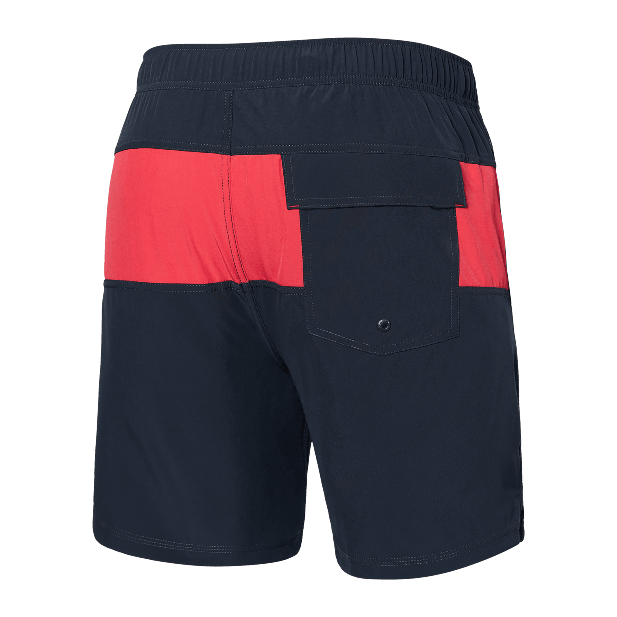 Back of Oh Buoy 2N1 Swim Trunk 7" in India Ink/Hibiscus