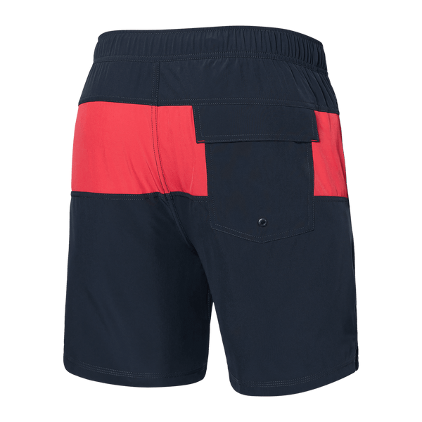 Back of Oh Buoy 2N1 Swim Trunk 7" in India Ink/Hibiscus
