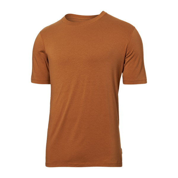 Front of DropTemp Cooling Cotton Short Sleeve Crew in Butterscotch